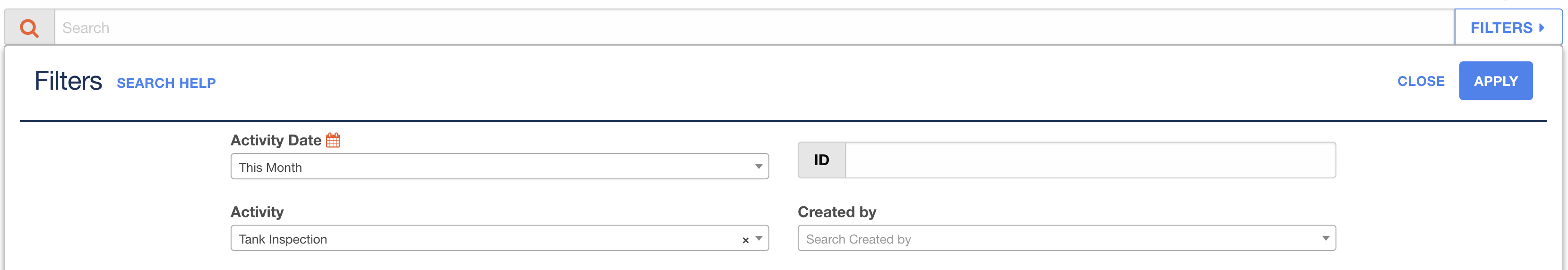 Open Filter Panel with Selections