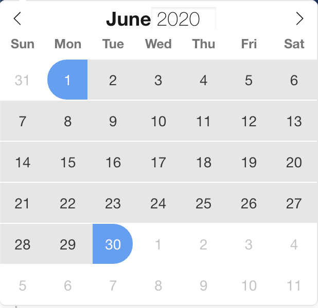 Date Range Chip Calendar